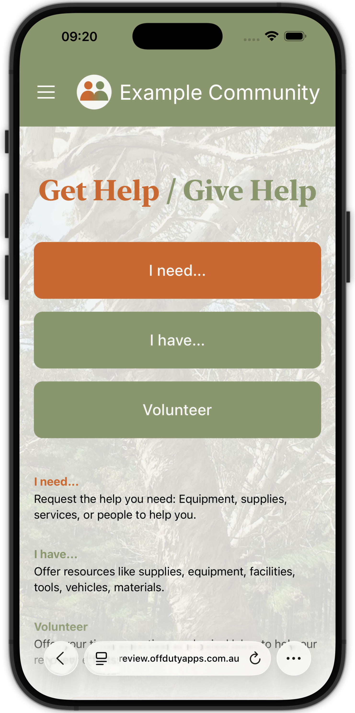 Recover Connect home screen on mobile — Get Help / Give Help